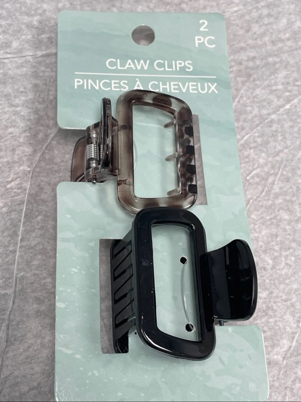 Rectangle Claw Hair Clips - Black & Smoky Translucent